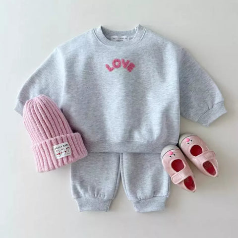 2 Pc Love Letter Sweat Suit Set