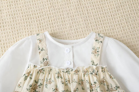 Baby Girl 2 in 1 Floral Dress with Bonnet