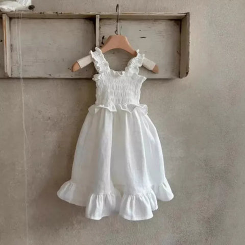 Baby Girl Linen Smocked Bodice Dress