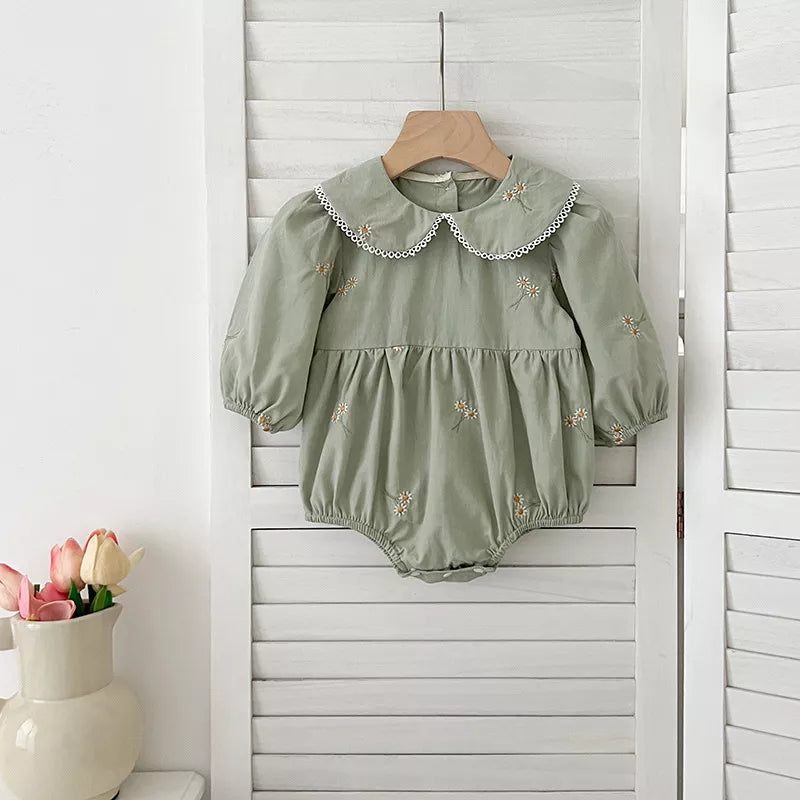 Girls Mini Daisy Peter Pan Collar Dress/Bodysuit