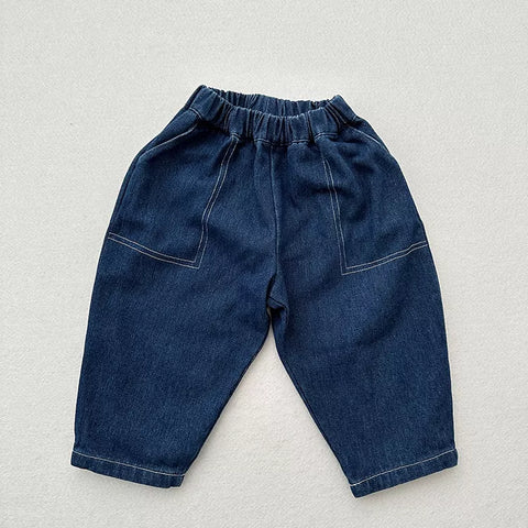 Boys Casual Denim Elastic Pants