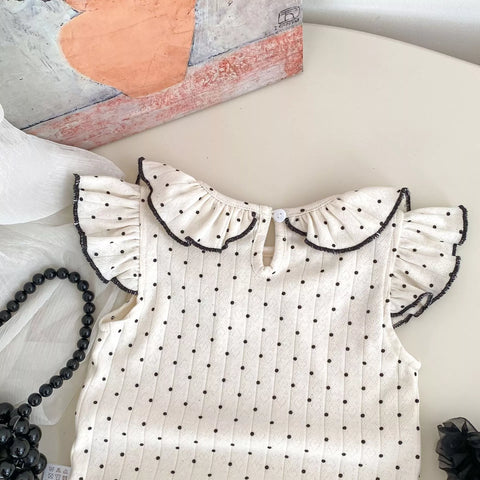 2 Pc Girls Ruffle Polka Dot Shirt w/ Tutu Skirt