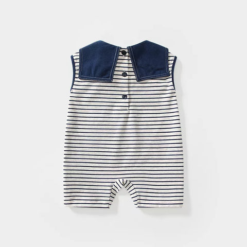 Baby Boy Faux Scarf Sailor Stripe Romper