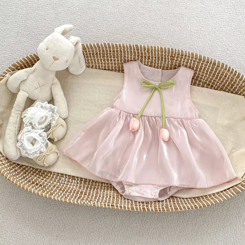 Baby Girl Lavender Satin Tulip Dress