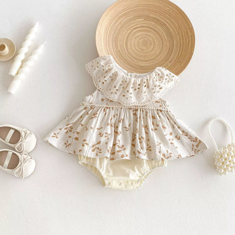 Baby Girl Autumn Leaves Eyelet Collar Dress