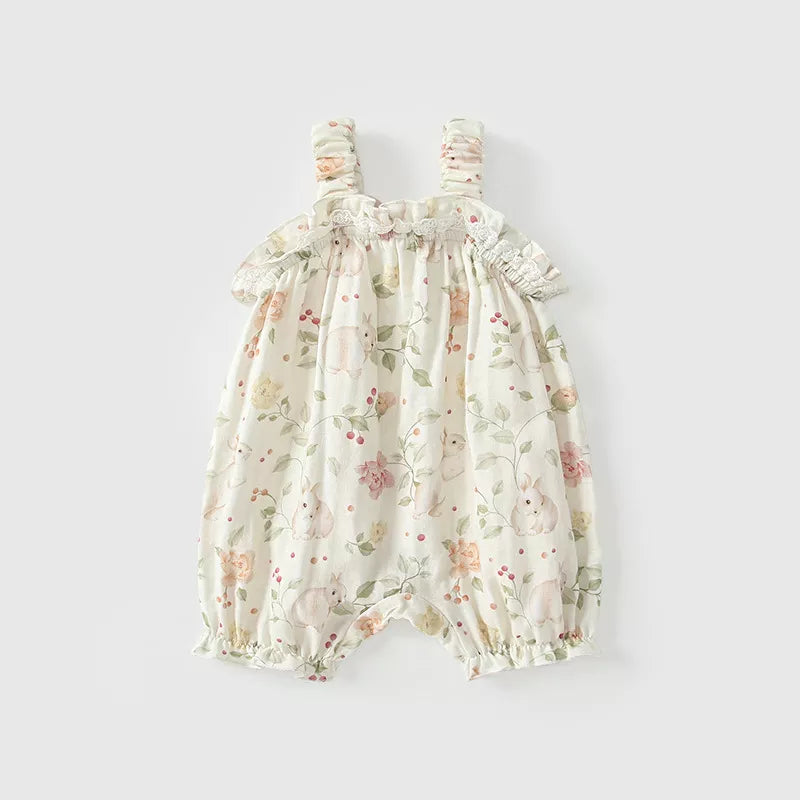 2 pc Baby Girl Spring Bunny and Berries Romper