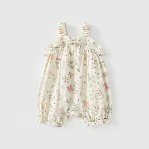 2 pc Baby Girl Spring Bunny and Berries Romper