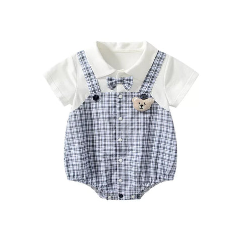 Baby Boy 2 in 1 Plaid Polo Bodysuit