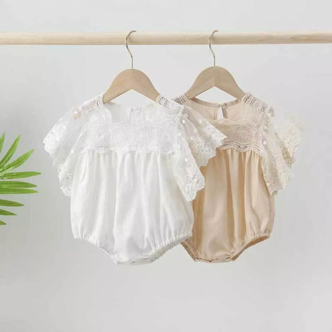 Baby Girl Crochet Lace Winged Bodysuit
