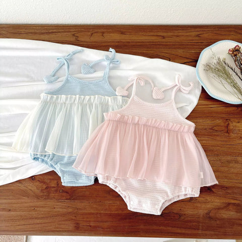Baby Girl Waffle Knit Heart Cami Tutu Bodysuit Dress