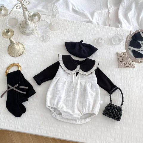 2 Pc Baby Girl Tweed Bodysuit w/ Collar Shirt