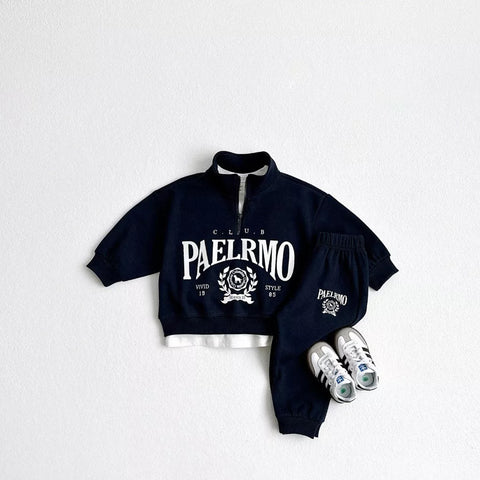 2 Pc Baby Toddler Quarter Zip Palermo Sweatsuit Set