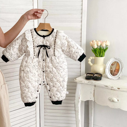 Baby Girl Chic Floral Padded Romper