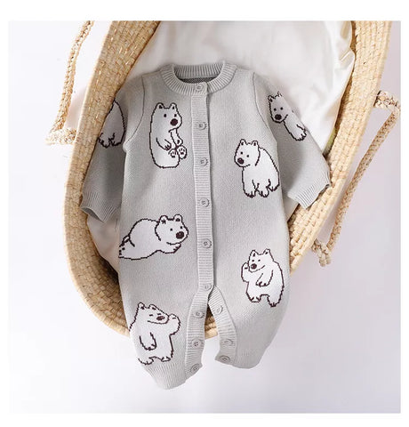 Baby Boy Knit Polar Bear Romper