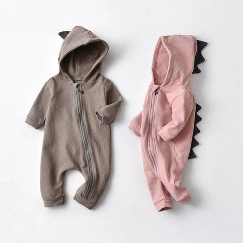 Baby Hooded Dinosaur Zip up Romper
