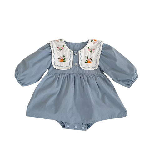 Baby Girl Spring Blossom Collar Long Sleeve Dress