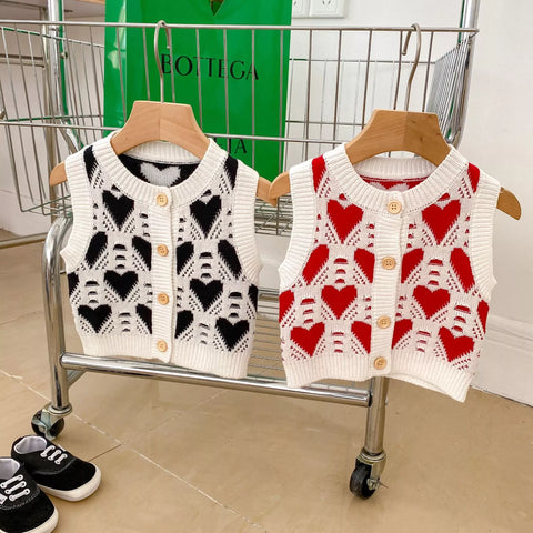 Baby Girl Hearts Knit Sweater Vest