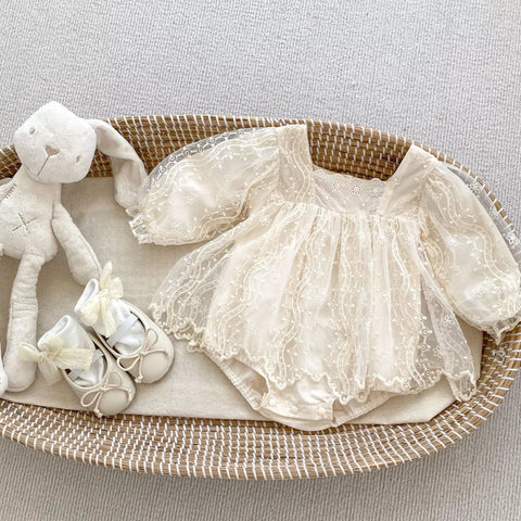 Baby Girl Romantic Lace Square Neck Dress