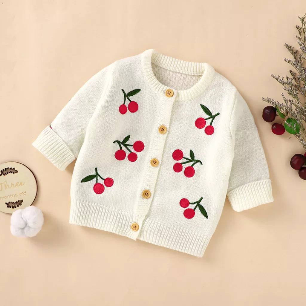 Baby Girl Cherry Cardigan Sweater