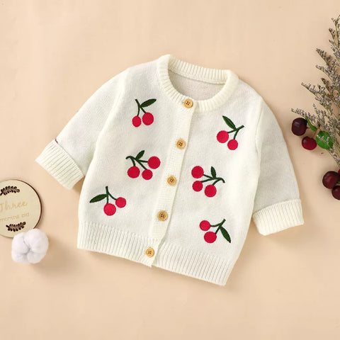 Baby Girl Cherry Cardigan Sweater