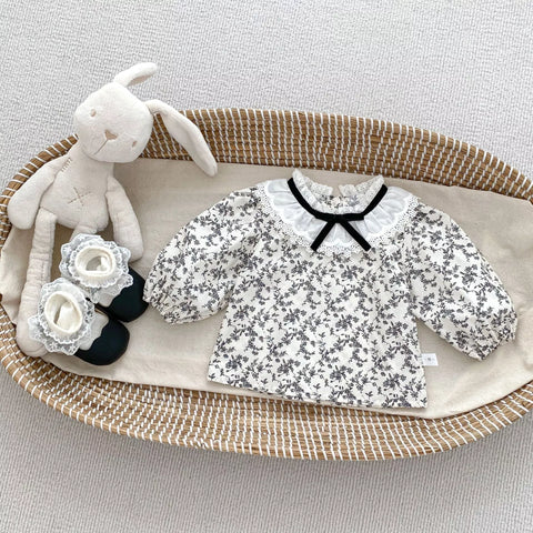 2 Pc Parisian Overall Bloomer with Ruffle Collar Shirt