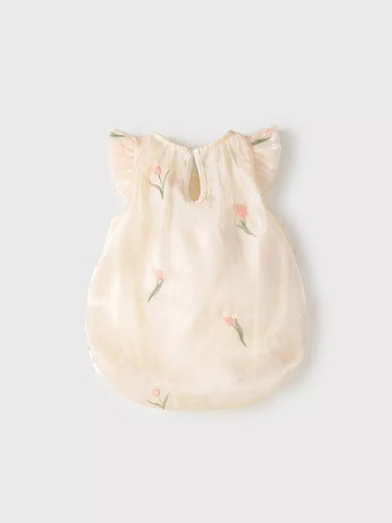 2 Pc Baby Girl Satin Bow Tulip Bodysuit with Headband