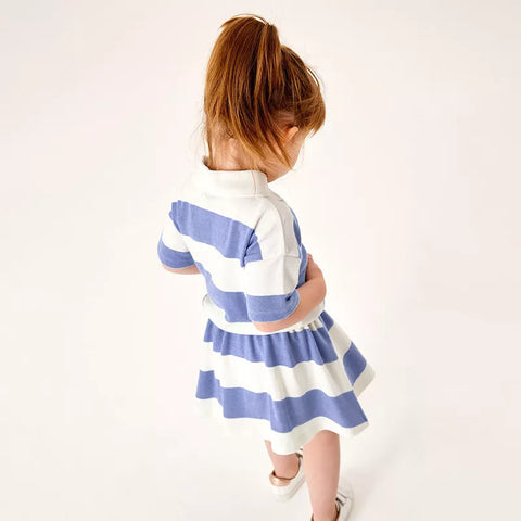 2 Pc Girls Stripe Polo Shirt & Skirt