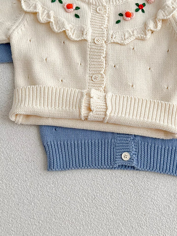 Baby Girl Flower Embroidered Cardigan
