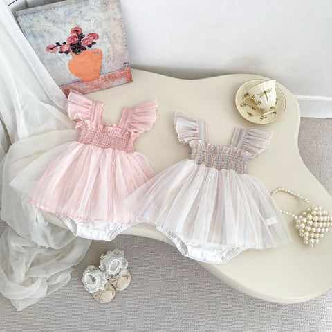 Baby Girl Vertical Stripes Smocked Dress