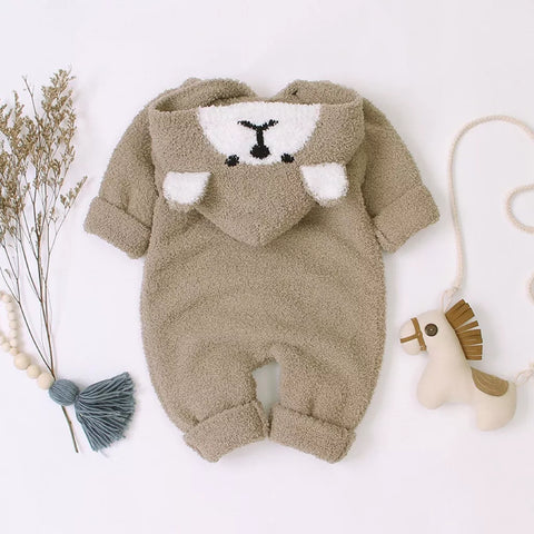 Unisex Baby Knit Fuzzy Bear Romper