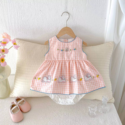 Baby Girl Farmer Plaid Bunny Hop Dress