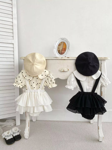 2 pc Baby Girl Collar Shirt w/ Ruffle Skirt