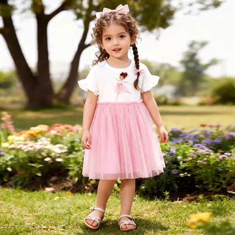 Girls Mesh Ballerina T-shirt Dress