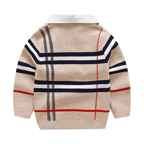 Boys Removable Collar Nova Check Sweater