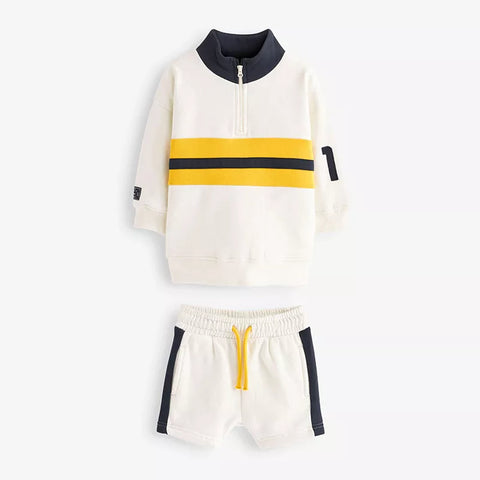 Boys Colorblock Sports Quarter Zip w/ Shorts