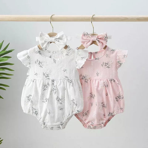 2 pc Baby Girl Ditsy Floral Bodysuit & Headband