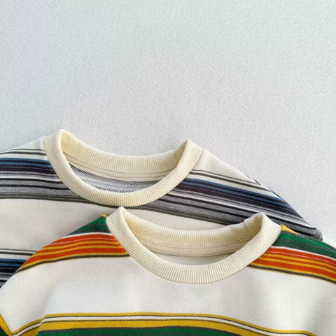 Unisex Kids Stripe Pullover Sweatshirt