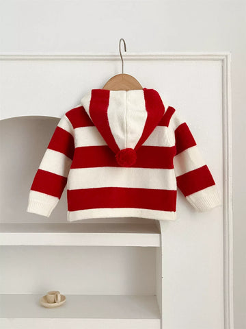 Unisex Baby Waldo Stripe Knit Hooded Sweater