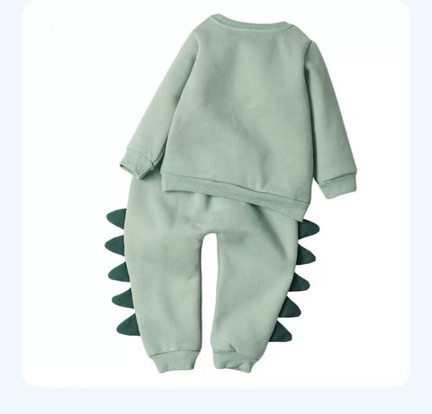 2 Pc Baby Boy Alligator Sweat Suit Set