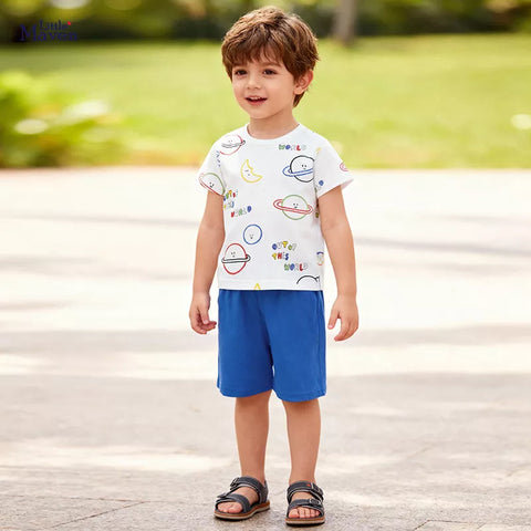 2 Pc Boys Planets Tee Shirt & Shorts Set
