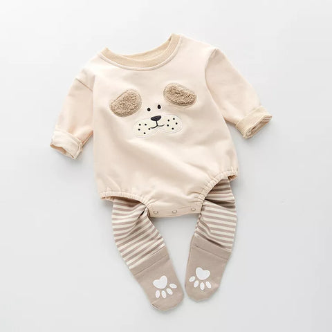2 Pc Baby Puppy Dog Bodysuit w/Stocking Set
