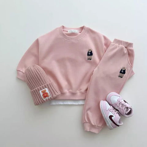 2 Pc Baby Toddler Bear Logo Pullover Sweatsuit