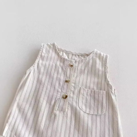 Unisex Baby Sleeveless Cotton Romper w/ Hat