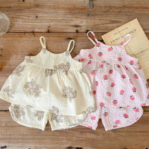 2 Pc Baby Girl Cotton Cami Print & Shorts Set