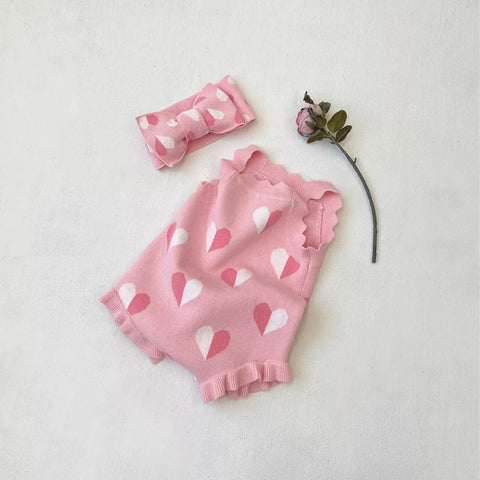 2 Pc Baby Girl Sweet Heart Bodysuit w/ Headband