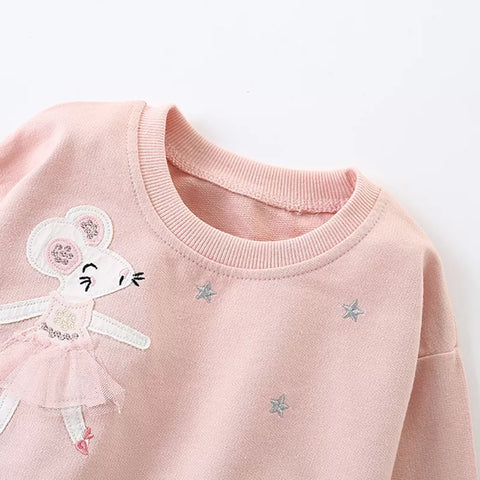 Girls Ballerina Mouse Tulle Hem Sweater w/ Leggings
