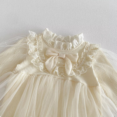 Baby Girl Victorian Tulle Long Sleeve Dress