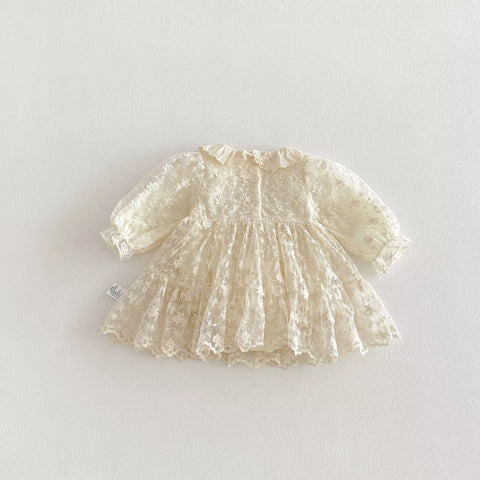 Baby Girl Flower Embroidery Lace Dress