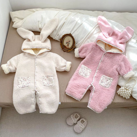 Baby Girl Fleece Easter Rabbit Bunny Romper