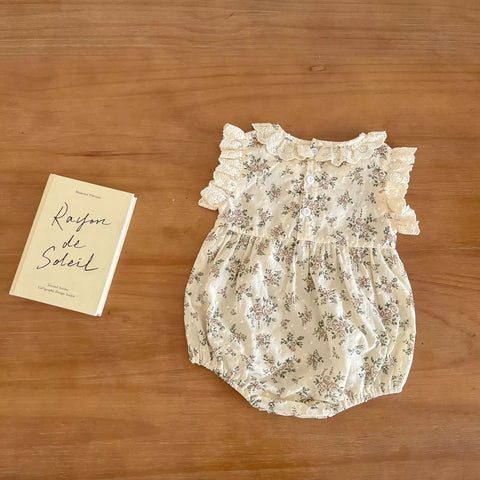 Baby Girl Lace Ruffle Mini Floral Print Bodysuit